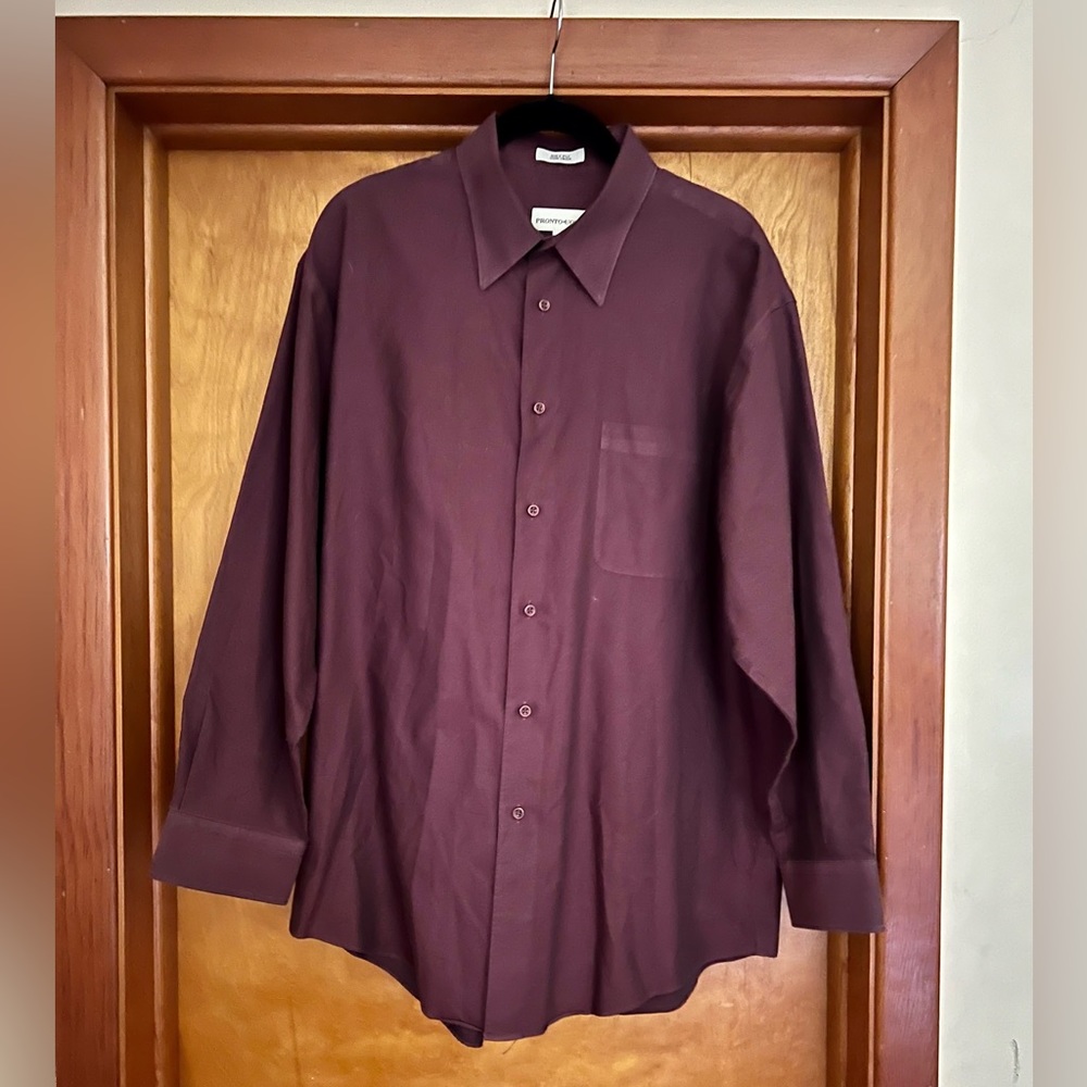 Pronto Uomo Men’s Deep Red Dress Shirt (no iron).